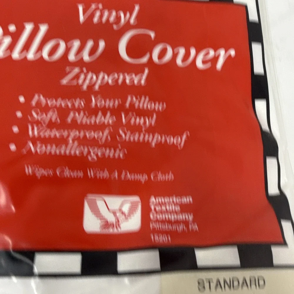 VTG 1970s NOS Vinyl Zippered Pillow Protector Cover White American Textile CO